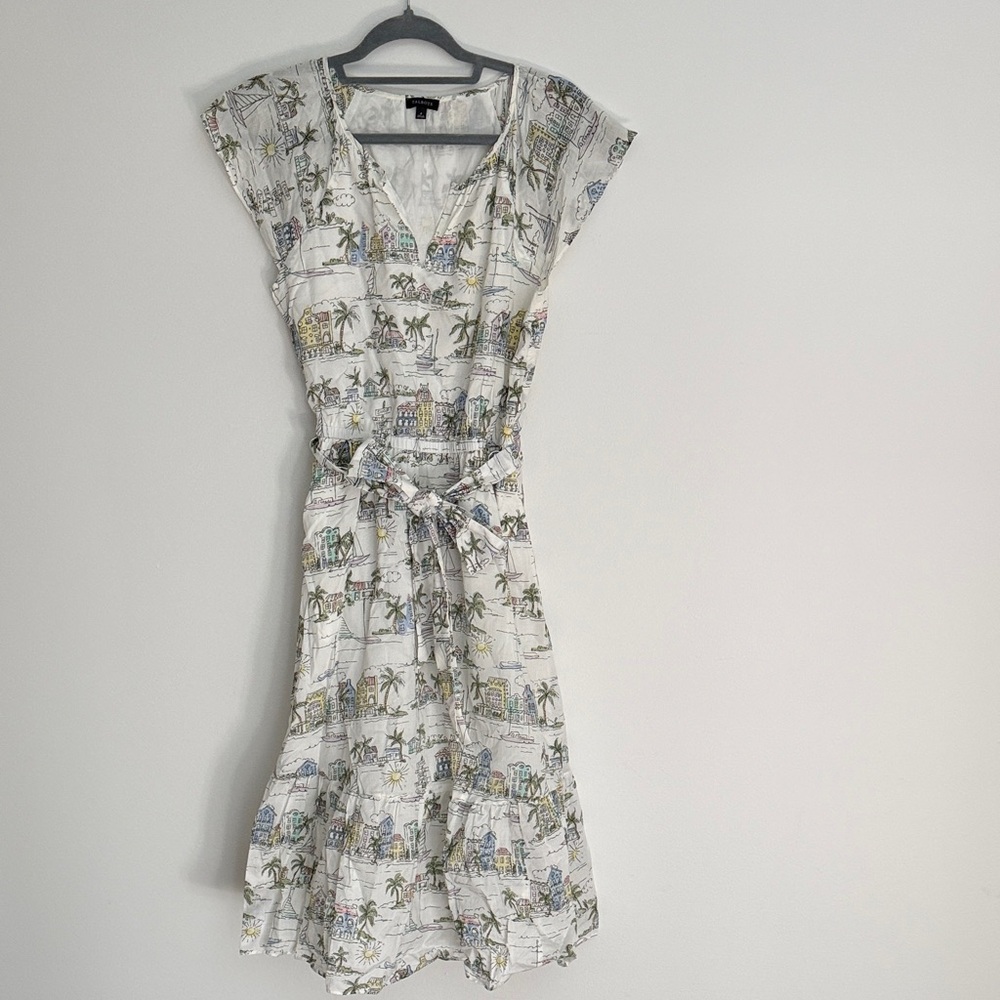 Lightweight tropic print Printed Tie-Waist Dress